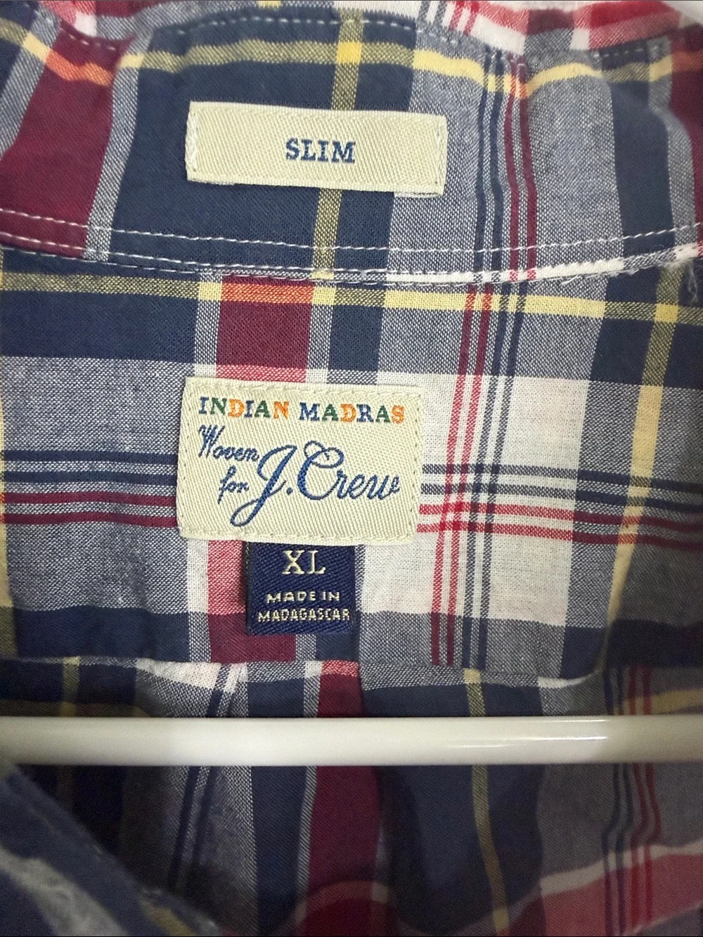 J. Crew Red, Navy & White Plaid Button-Down Shirt